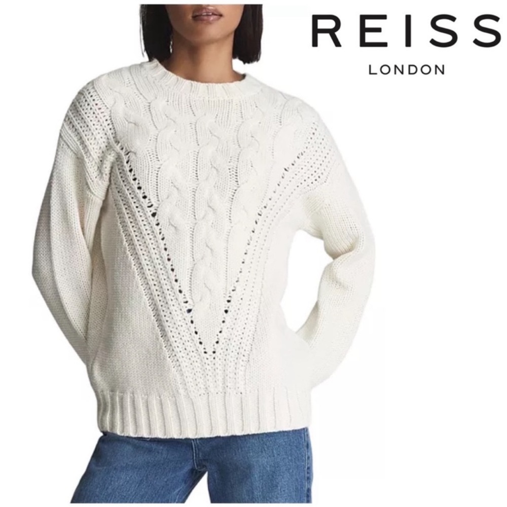 New! REISS Chloe Chunky Cable Knit Sweater